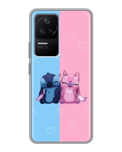 Чехол для Xiaomi POCO F4 (5G) с картинкой «Stitch и Angel Love»