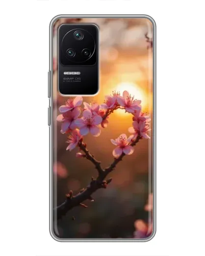 Чехол для Xiaomi POCO F4 (5G) с картинкой «Розовый цвет сердце на фоне заката» Чехол для Xiaomi POCO F4 (5G) с картинкой «Розовый цвет сердце на фоне заката»