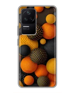Чехол для Xiaomi POCO F4 (5G) с картинкой «Объемные оранжевые сферы»