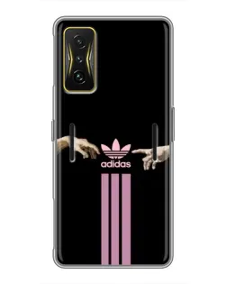 Чехол для Xiaomi POCO F4 GT с картинкой «Adidas Hands» Чехол для Xiaomi POCO F4 GT с картинкой «Adidas Hands»
