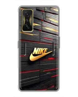 Чехол для Xiaomi POCO F4 GT с картинкой «Золотой Nike на металле» Чехол для Xiaomi POCO F4 GT с картинкой «Золотой Nike на металле»