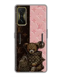 Чехол для Xiaomi POCO F4 GT с картинкой «Мишка в стиле LV»