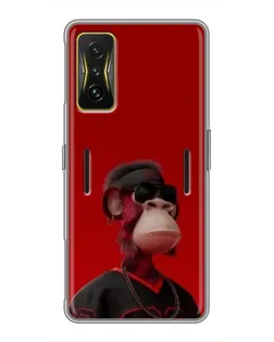 Чехол для Xiaomi POCO F4 GT с картинкой «Bored Ape в красном» Чехол для Xiaomi POCO F4 GT с картинкой «Bored Ape в красном»