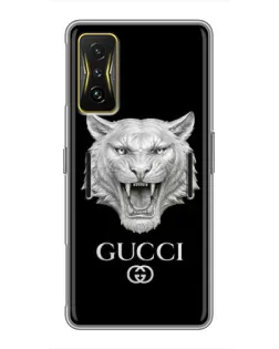 Чехол для Xiaomi POCO F4 GT с картинкой «Gucci — серебряный лев» Чехол для Xiaomi POCO F4 GT с картинкой «Gucci — серебряный лев»