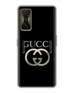 Чехол для Xiaomi POCO F4 GT с картинкой «Gucci — золото на черном» Чехол для Xiaomi POCO F4 GT с картинкой «Gucci — золото на черном»