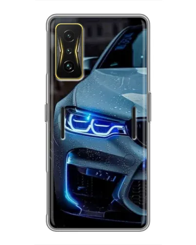 Чехол для Xiaomi POCO F4 GT с картинкой «Взгляд BMW с синими фарами»
