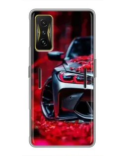 Чехол для Xiaomi POCO F4 GT с картинкой «Спортивная BMW и цветы» Чехол для Xiaomi POCO F4 GT с картинкой «Спортивная BMW и цветы»