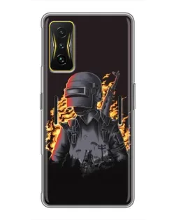 Чехол для Xiaomi POCO F4 GT с картинкой «PUBG — огненный силуэт» Чехол для Xiaomi POCO F4 GT с картинкой «PUBG — огненный силуэт»
