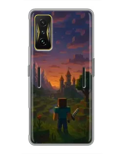 Чохол для Xiaomi POCO F4 GT з картинкою «Стів біля вежі» Чохол для Xiaomi POCO F4 GT з картинкою «Стів біля вежі»
