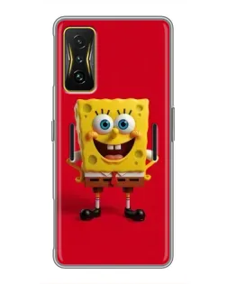 Чехол для Xiaomi POCO F4 GT с картинкой «Спанч Боб на красном»