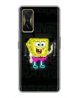 Чехол для Xiaomi POCO F4 GT с картинкой «Неоновый Губка Боб»