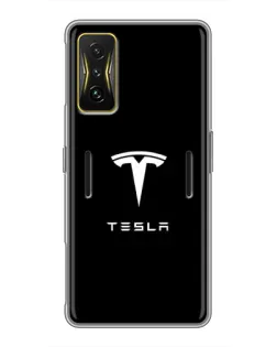 Чехол для Xiaomi POCO F4 GT с картинкой «Tesla White Logo» Чехол для Xiaomi POCO F4 GT с картинкой «Tesla White Logo»