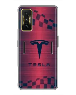 Чехол для Xiaomi POCO F4 GT с картинкой «Тесла красный карбон» Чехол для Xiaomi POCO F4 GT с картинкой «Тесла красный карбон»