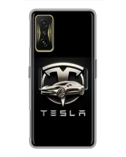 Чехол для Xiaomi POCO F4 GT с картинкой «Tesla — серебристое авто» Чехол для Xiaomi POCO F4 GT с картинкой «Tesla — серебристое авто»