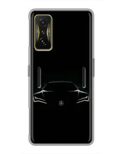 Чехол для Xiaomi POCO F4 GT с картинкой «Mercedes — силуэт авто» Чехол для Xiaomi POCO F4 GT с картинкой «Mercedes — силуэт авто»