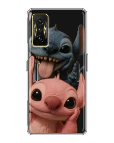 Чехол для Xiaomi POCO F4 GT с картинкой «Стич и Ангел»