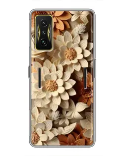 Чехол для Xiaomi POCO F4 GT с картинкой «Бежевый флористический декор»