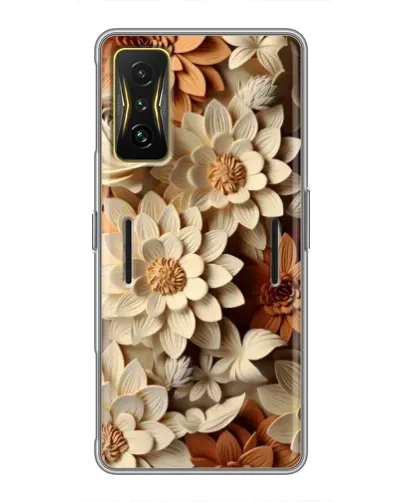 Чехол для Xiaomi POCO F4 GT с картинкой «Бежевый флористический декор»