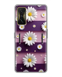 Чехол для Xiaomi POCO F4 GT с картинкой «Ромашки на фиолетовом»