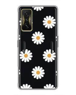 Чехол для Xiaomi POCO F4 GT с картинкой «Ромашки на черном»