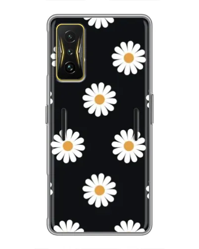 Чехол для Xiaomi POCO F4 GT с картинкой «Ромашки на черном»