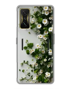 Чехол для Xiaomi POCO F4 GT с картинкой «Ветка мелких белых цветов»