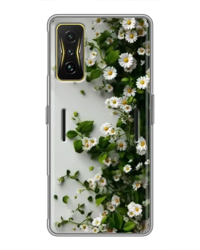 Чехол для Xiaomi POCO F4 GT с картинкой «Ветка мелких белых цветов»