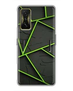 Чехол для Xiaomi POCO F4 GT с картинкой «Зеленые геометрические линии»