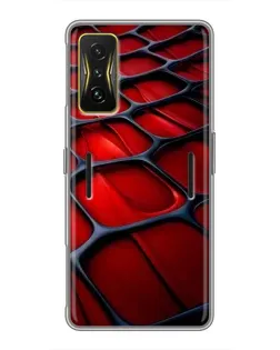 Чехол для Xiaomi POCO F4 GT с картинкой «Красная глянцевая сетка»