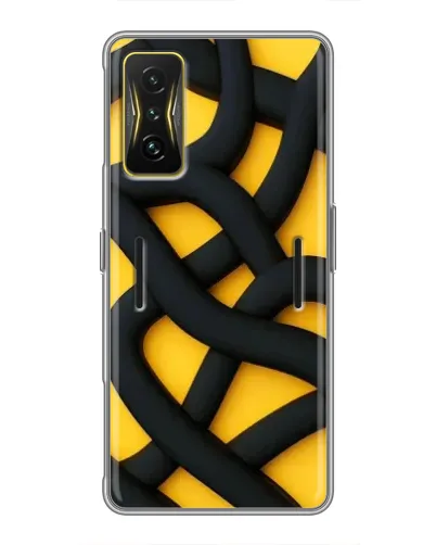 Чехол для Xiaomi POCO F4 GT с картинкой «Черное желтое переплетение» Чехол для Xiaomi POCO F4 GT с картинкой «Черное желтое переплетение»