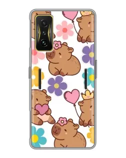 Чехол для Xiaomi POCO F4 GT с картинкой «Цветочный паттерн капибар» Чехол для Xiaomi POCO F4 GT с картинкой «Цветочный паттерн капибар»