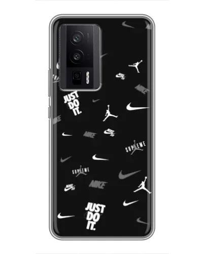 Чехол для Xiaomi POCO F5 Pro с картинкой «Nike Black Pattern»