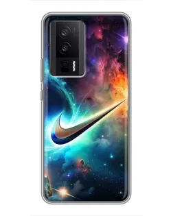 Чохол для Xiaomi POCO F5 Pro з картинкою «Космічний Nike Swoosh»