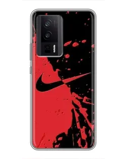 Чохол для Xiaomi POCO F5 Pro з картинкою «Червоні бризки Nike»
