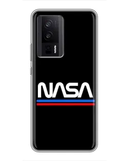 Чехол для Xiaomi POCO F5 Pro с картинкой «NASA — классика Red Blue»