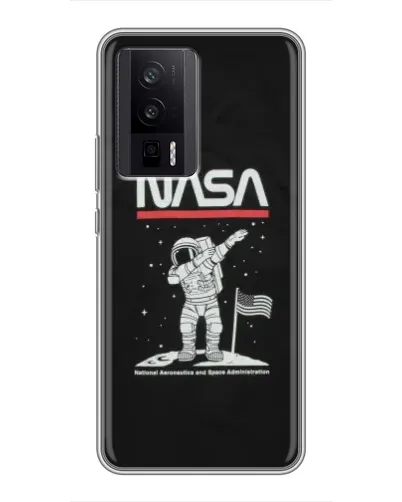 Чехол для Xiaomi POCO F5 Pro с картинкой «NASA — шагаем по Луне»