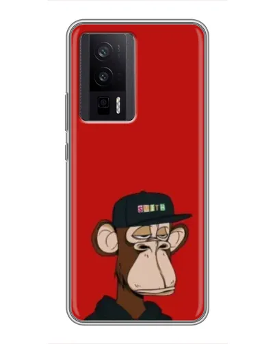 Чехол для Xiaomi POCO F5 Pro с картинкой «Bored Ape — красный фон» Чехол для Xiaomi POCO F5 Pro с картинкой «Bored Ape — красный фон»
