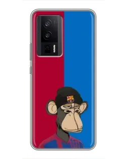Чехол для Xiaomi POCO F5 Pro с картинкой «Bored Ape — фанат Барсы» Чехол для Xiaomi POCO F5 Pro с картинкой «Bored Ape — фанат Барсы»