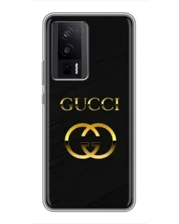 Чехол для Xiaomi POCO F5 Pro с картинкой «Золотой логотип Gucci»