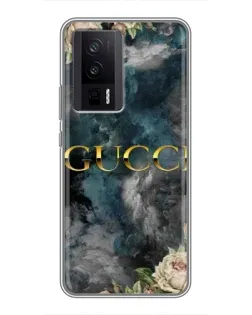 Чехол для Xiaomi POCO F5 Pro с картинкой «Абстрактные цветы Gucci»