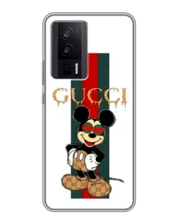 Чехол для Xiaomi POCO F5 Pro с картинкой «Микки Маус Gucci — полосы»