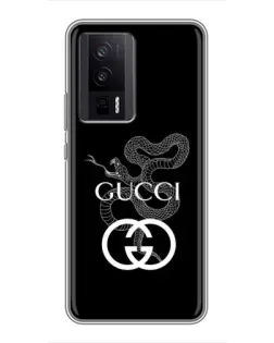 Чехол для Xiaomi POCO F5 Pro с картинкой «Gucci — серебряная змея»