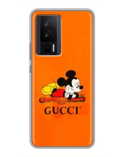 Чехол для Xiaomi POCO F5 Pro с картинкой «Микки Маус Gucci — оранж»