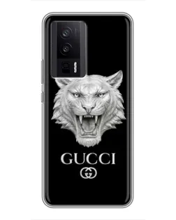 Чехол для Xiaomi POCO F5 Pro с картинкой «Gucci — серебряный лев»