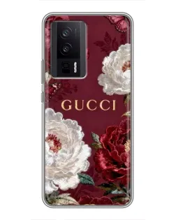 Чехол для Xiaomi POCO F5 Pro с картинкой «Gucci — бордовые розы»