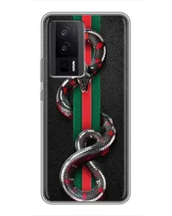 Чехол для Xiaomi POCO F5 Pro с картинкой «Gucci — змея на полосе»