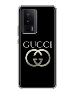 Чехол для Xiaomi POCO F5 Pro с картинкой «Gucci — золото на черном»