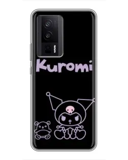 Чехол для Xiaomi POCO F5 Pro с картинкой «Kuromi — черный минимализм»