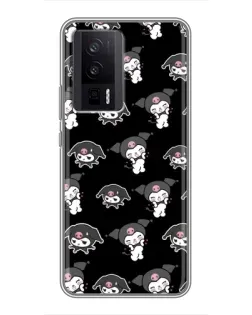 Чехол для Xiaomi POCO F5 Pro с картинкой «Черный паттерн Kuromi»