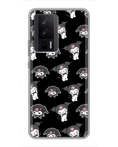 Чехол для Xiaomi POCO F5 Pro с картинкой «Черный паттерн Kuromi» Чехол для Xiaomi POCO F5 Pro с картинкой «Черный паттерн Kuromi»